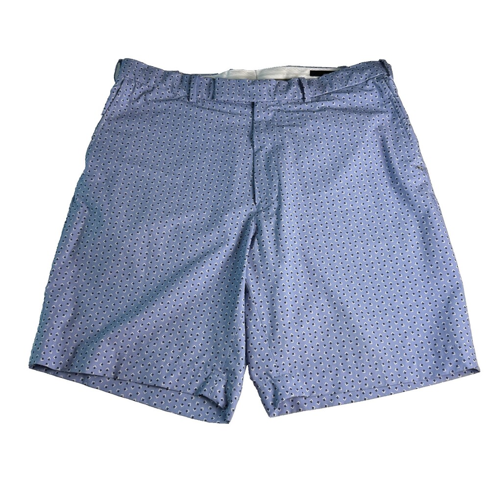 Ralph Lauren RLX Golf Shorts Men's 36 Blue White Geometric Micro Print 9" Inseam